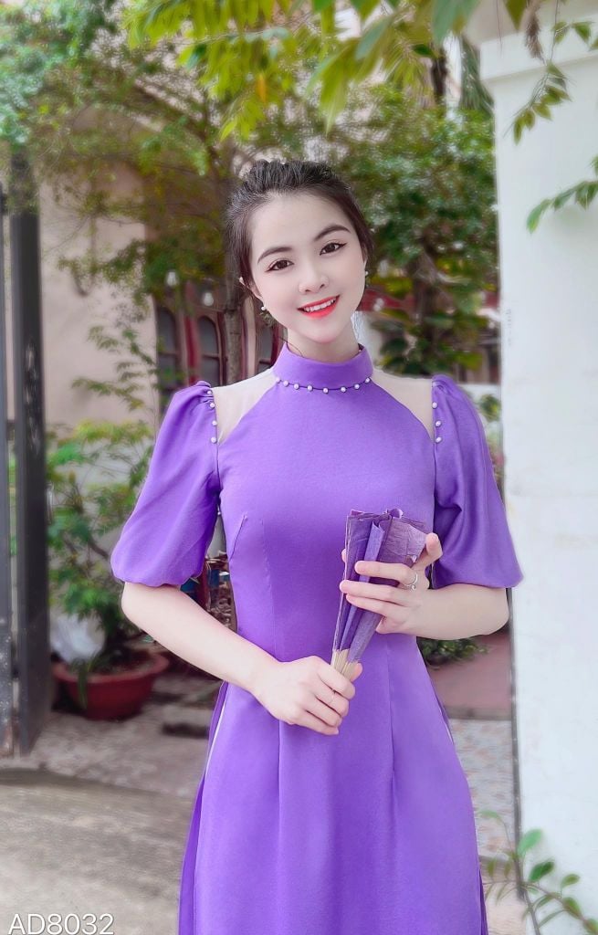 Áo Dài Pha Lưới Cổ Trụ AD8032 (áo lẻ)