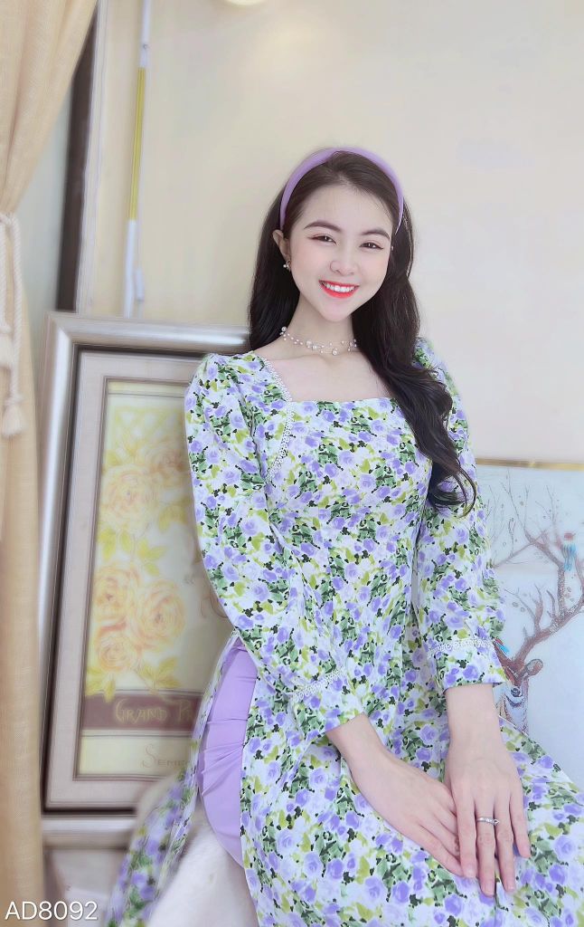 Áo Dài Vai Ren Bán Nguyệt AD8092 (áo lẻ)