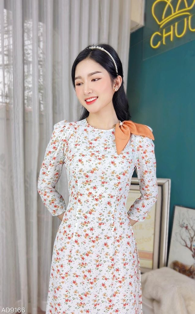 Áo Dài Nơ Nhụy Ngọc AD9166 (áo lẻ)