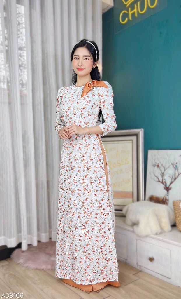 Áo Dài Nơ Nhụy Ngọc AD9166 (áo lẻ)