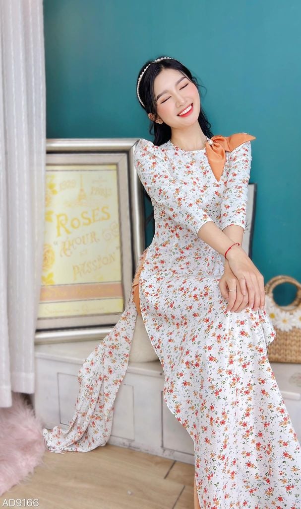 Áo Dài Nơ Nhụy Ngọc AD9166 (áo lẻ)