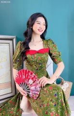 Áo Dài Hoa Vai Nơ Màu AD9034 (áo lẻ)