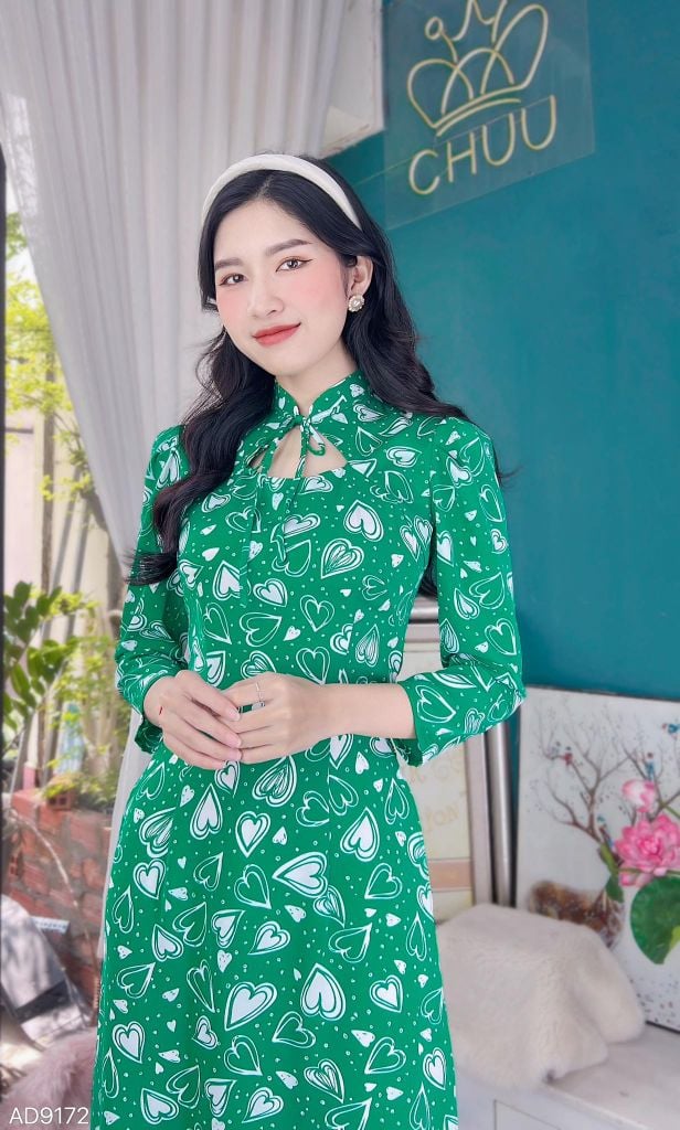 Áo Dài Cổ Tàu Cột Nơ HT AD9173 (áo lẻ)