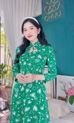 Áo Dài Cổ Tàu Cột Nơ HT AD9173 (áo lẻ)