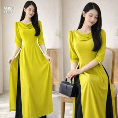 Áo Dài Cổ Đổ Bắn Ngọc AD9001.9234 (áo lẻ)