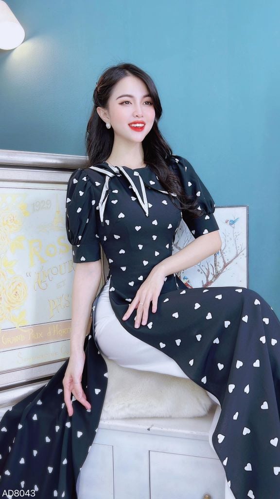 Áo Dài Vạt Thủy Thủ Nơ AD8043 (áo lẻ)