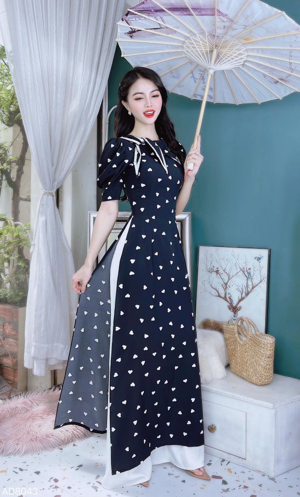Áo Dài Vạt Thủy Thủ Nơ AD8043 (áo lẻ)
