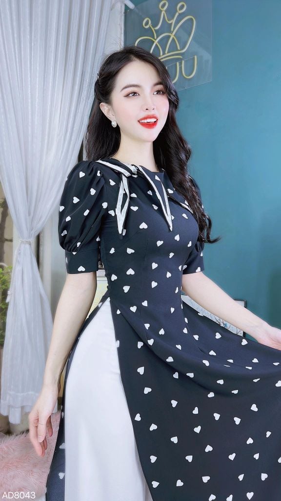 Áo Dài Vạt Thủy Thủ Nơ AD8043 (áo lẻ)