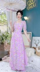 Áo Dài 4T Cổ Vuông 1 Bèo AD9185 (áo lẻ)