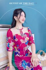 Áo Dài 4T Cổ Lưới Nơ AD9183 (áo lẻ)