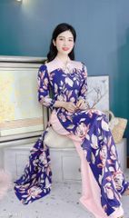Áo Dài Cổ V Vai Màu AD9195 (áo lẻ)
