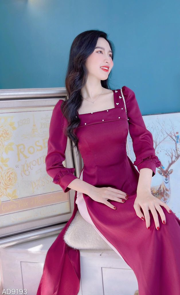 Áo Dài Cổ Ngọc 3 Chấm AD9001.9193 (áo lẻ)