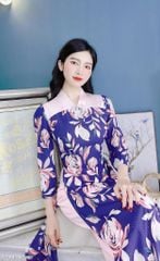 Áo Dài Cổ V Vai Màu AD9195 (áo lẻ)