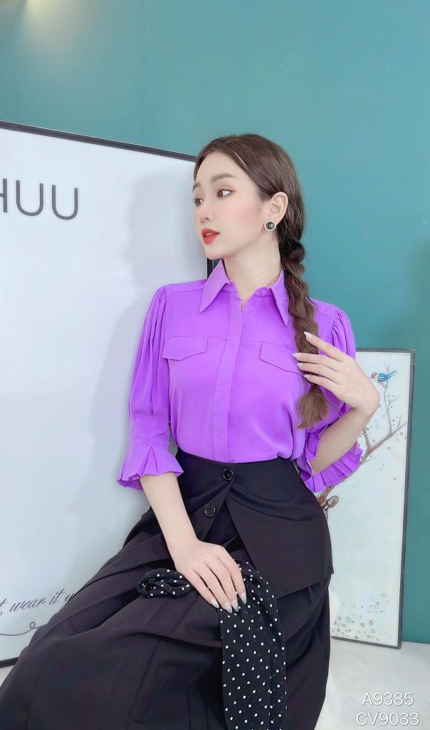 Áo Sơ Mi Lụa Lạnh Khăn Bi A9385