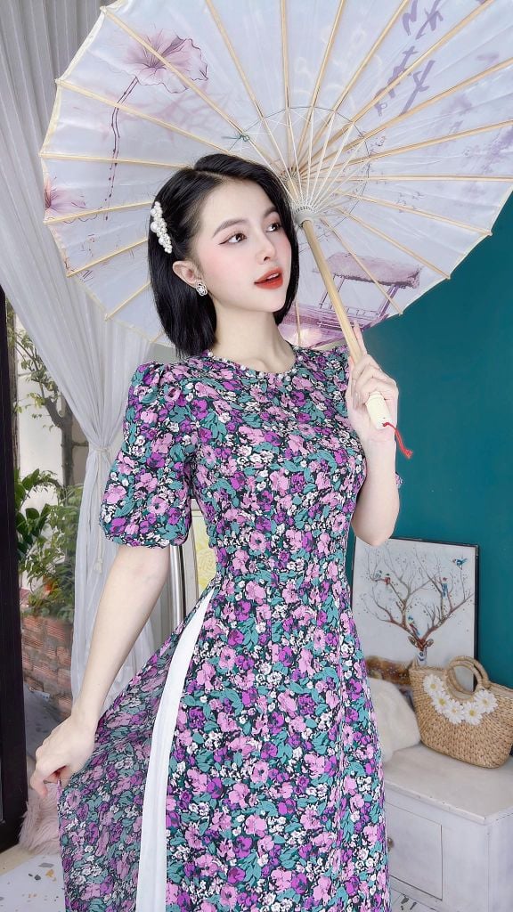 Áo Dài Tay Phồng Chuny AD9051 (áo lẻ)