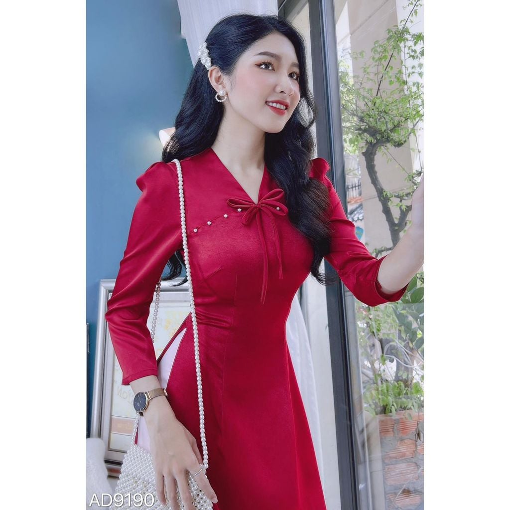 Áo Dài Hoa 4 Cánh AD9190 (áo lẻ)