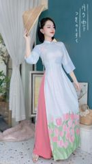 Áo Dài Nơ Nhí Chân Hoa AD9249 (áo lẻ)