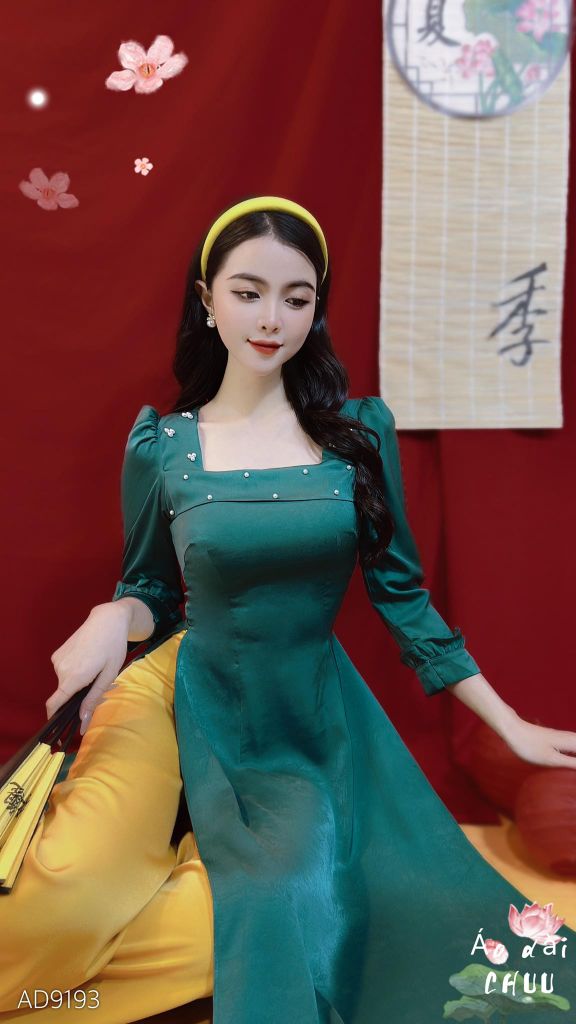 Áo Dài Cổ Ngọc 3 Chấm AD9001.9193 (áo lẻ)