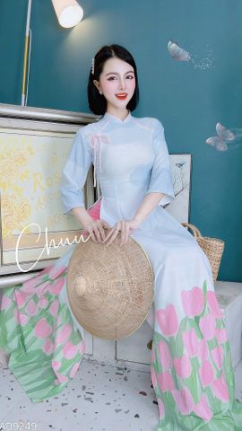 Áo Dài Nơ Nhí Chân Hoa AD9249 (áo lẻ)