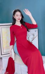 Áo Dài Cổ Tim Nhún 1 Bên AD9001.9221 (áo lẻ)