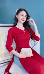 Áo Dài Cổ Tim Nhún 1 Bên AD9001.9221 (áo lẻ)