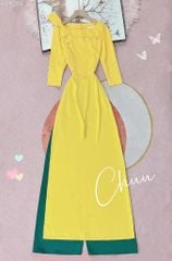 Áo Dài Cổ Thuyền Nơ Vai AD9204 (áo lẻ)