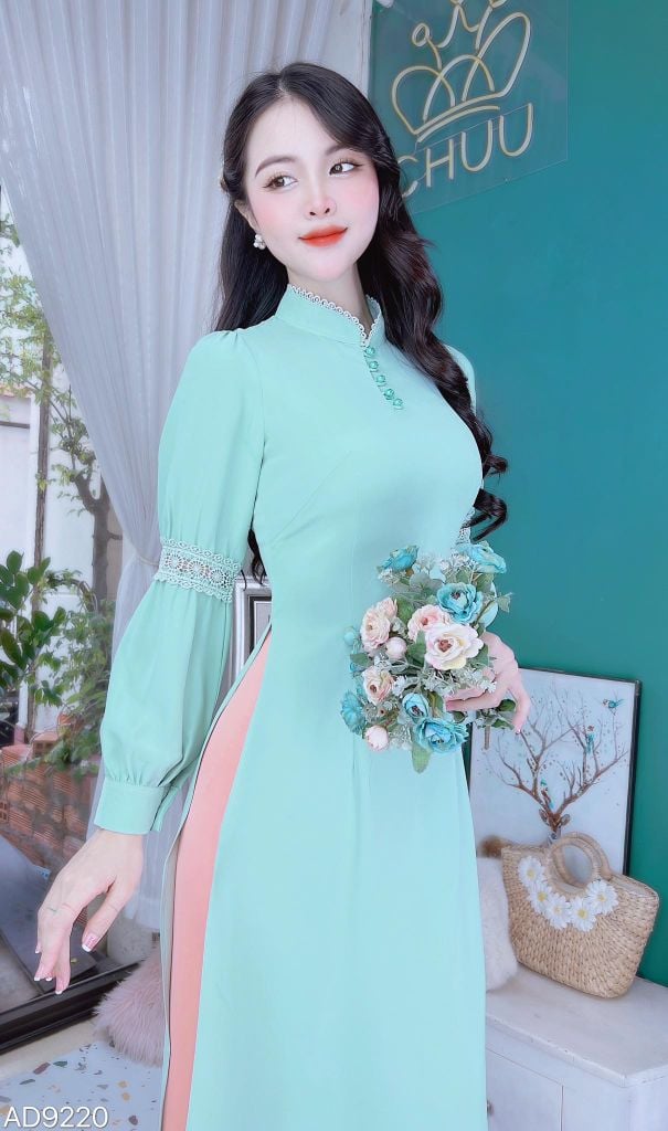 Áo Dài Cổ Tàu Ren Tay Nối AD9220 (áo lẻ)