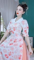 Áo Dài Hoa Cổ Trắng AD9213 (áo lẻ)