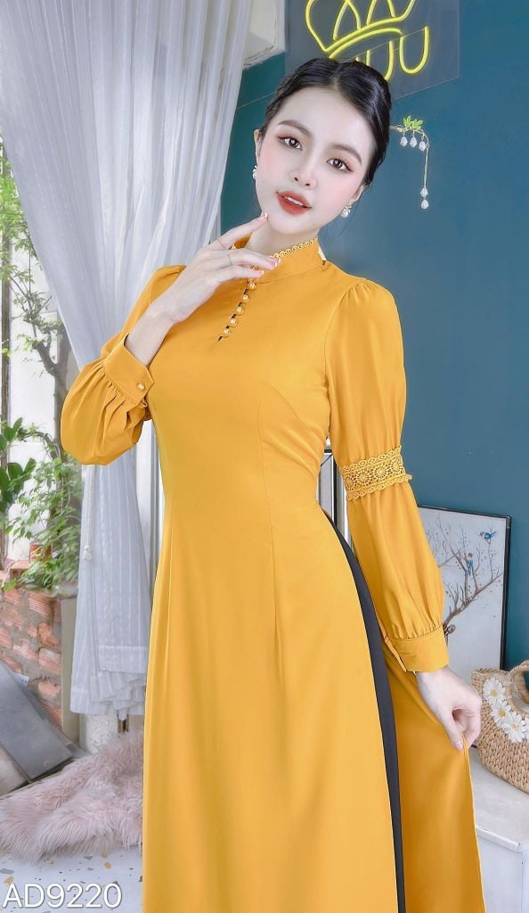 Áo Dài Cổ Tàu Ren Tay Nối AD9220 (áo lẻ)