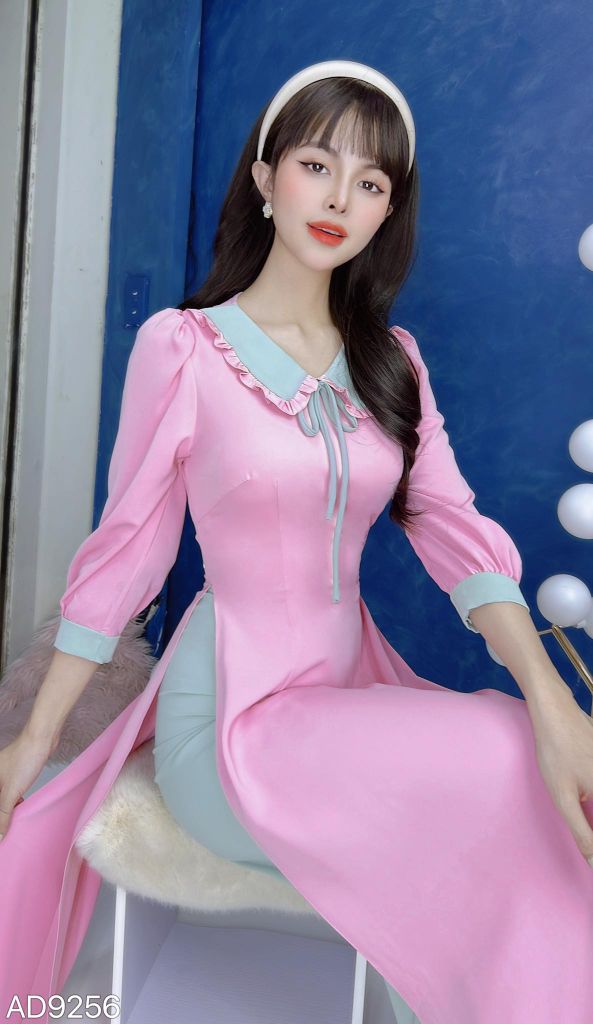 Áo Dài Cổ Lá Nơ Nhỏ AD9256 (áo lẻ)