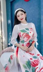 Áo Dài 4T Tay Bồng Nơ AD9151 (áo lẻ)