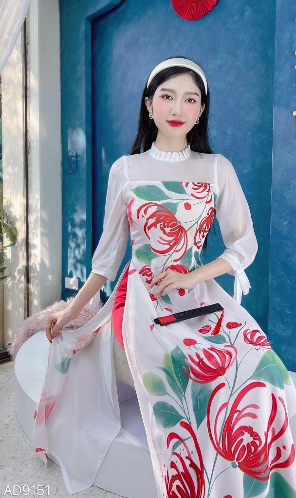 Áo Dài 4T Tay Bồng Nơ AD9151 (áo lẻ)