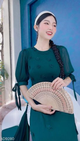 Áo Dài 4 Tà Hoa Mai Bay 3D AD9003.9280 (áo lẻ)