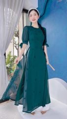 Áo Dài 4 Tà Hoa Mai Bay 3D AD9280 (áo lẻ)