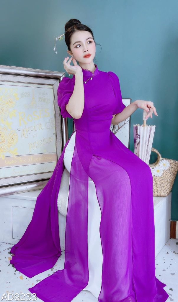 Áo Dài 4 Tà Nhún Eo AD9003.9233 (áo lẻ)