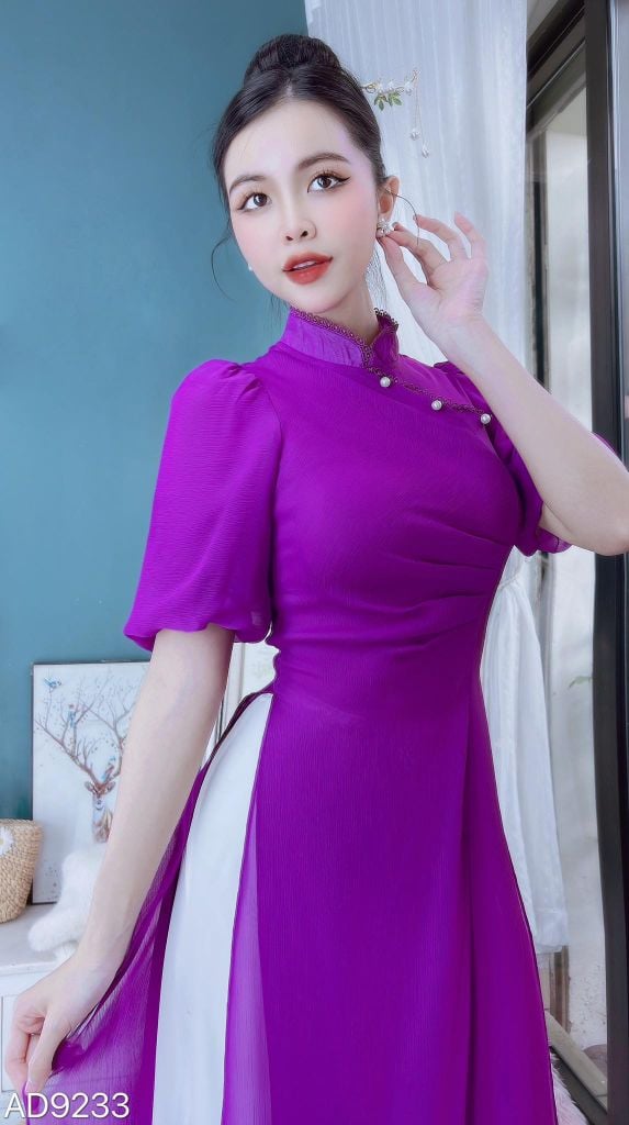 Áo Dài 4 Tà Nhún Eo AD9003.9233 (áo lẻ)