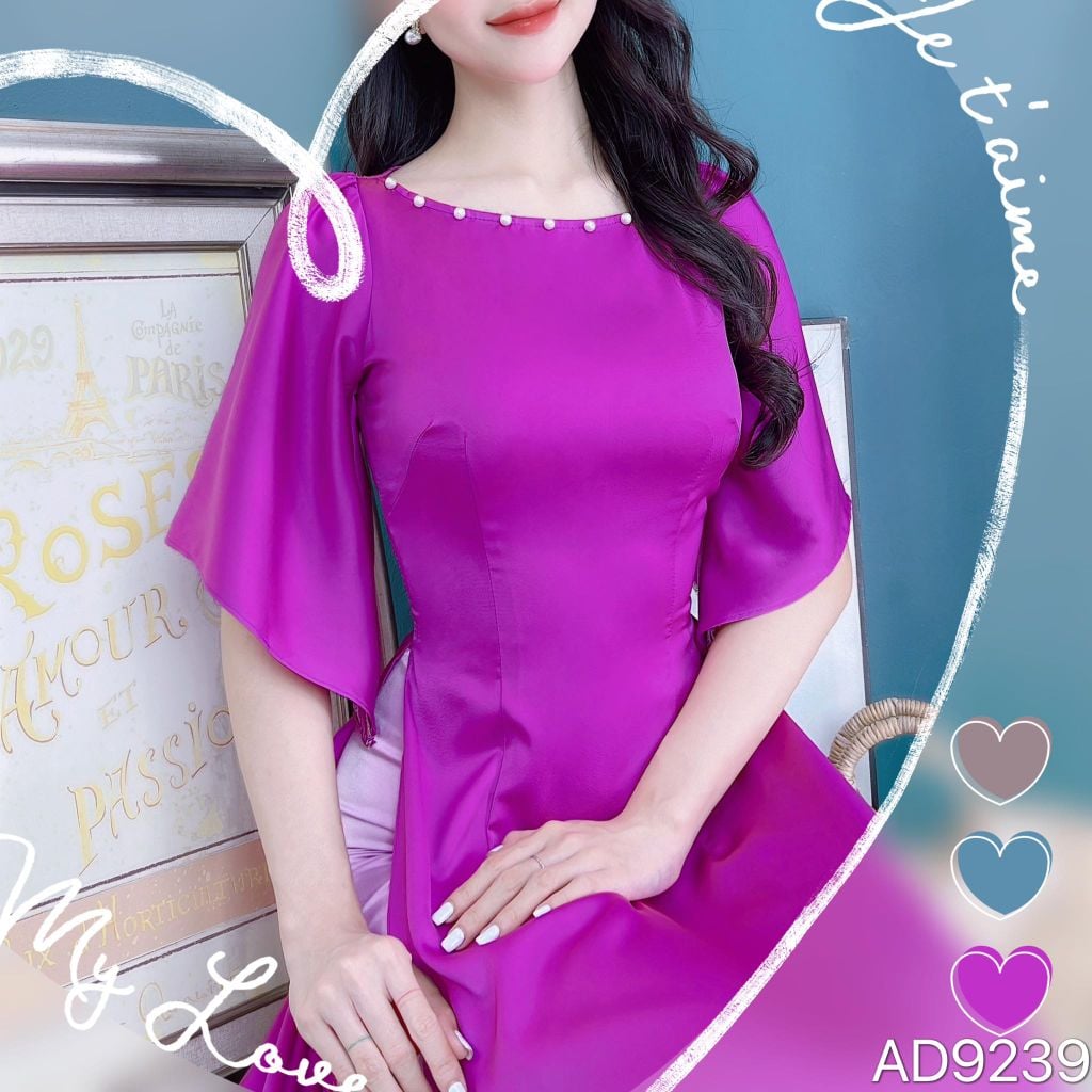 Áo Dài Cổ Thuyền Tay Xéo AD9239 (áo lẻ)