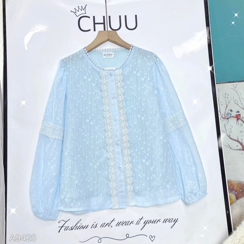 Áo Sơ Mi Giọt Nước Pha Ren A9428