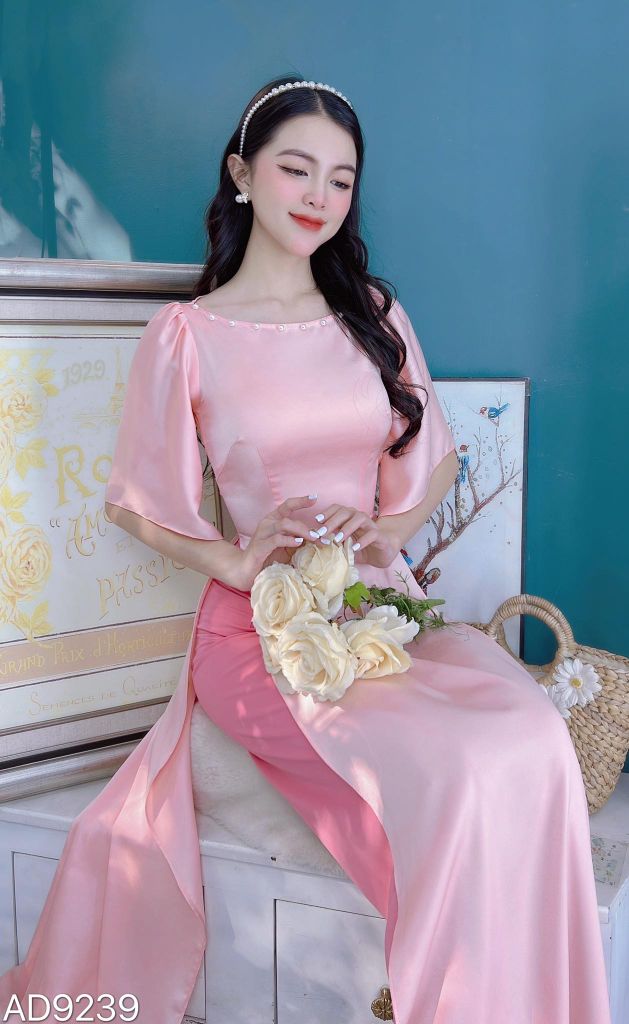 Áo Dài Cổ Thuyền Tay Xéo AD9239 (áo lẻ)