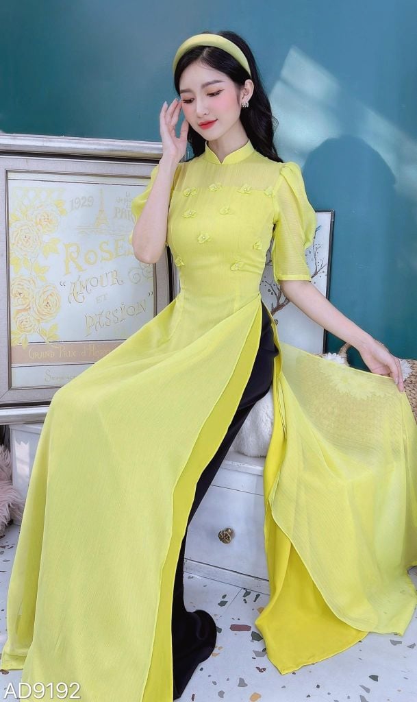 Áo Dài 4T Hoa Mai 3D AD9192 (áo lẻ)