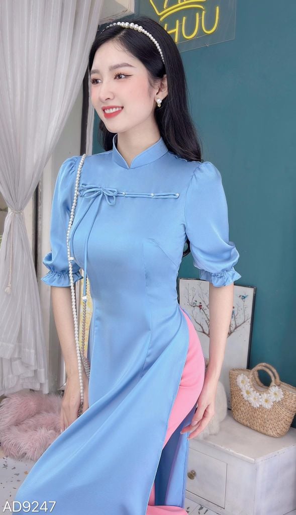 Áo Dài Ánh Nhung Nơ Đôi AD9247 (áo lẻ)