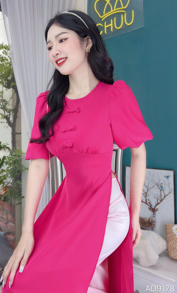 Áo Dài Tay Bồng 3 Nơ AD9178 (áo lẻ)
