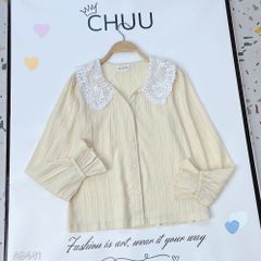 Áo Vân Gỗ Cổ Ren A9441