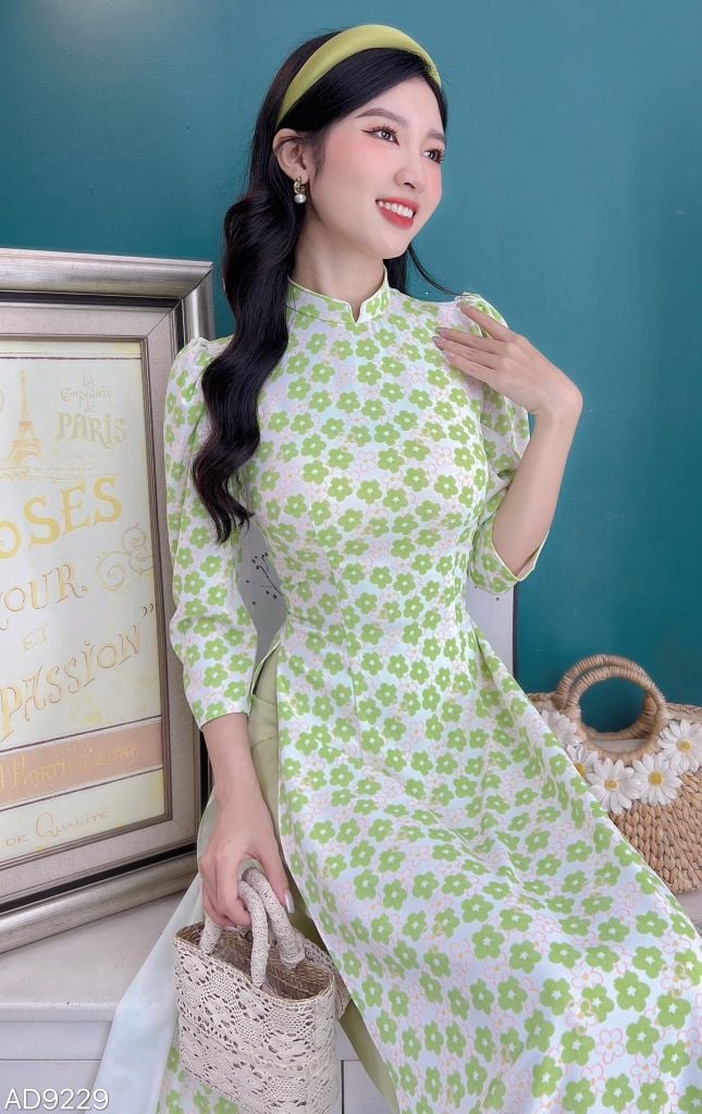 Áo Dài Thạch Anh TT Tay Bồng AD9229 (áo lẻ)