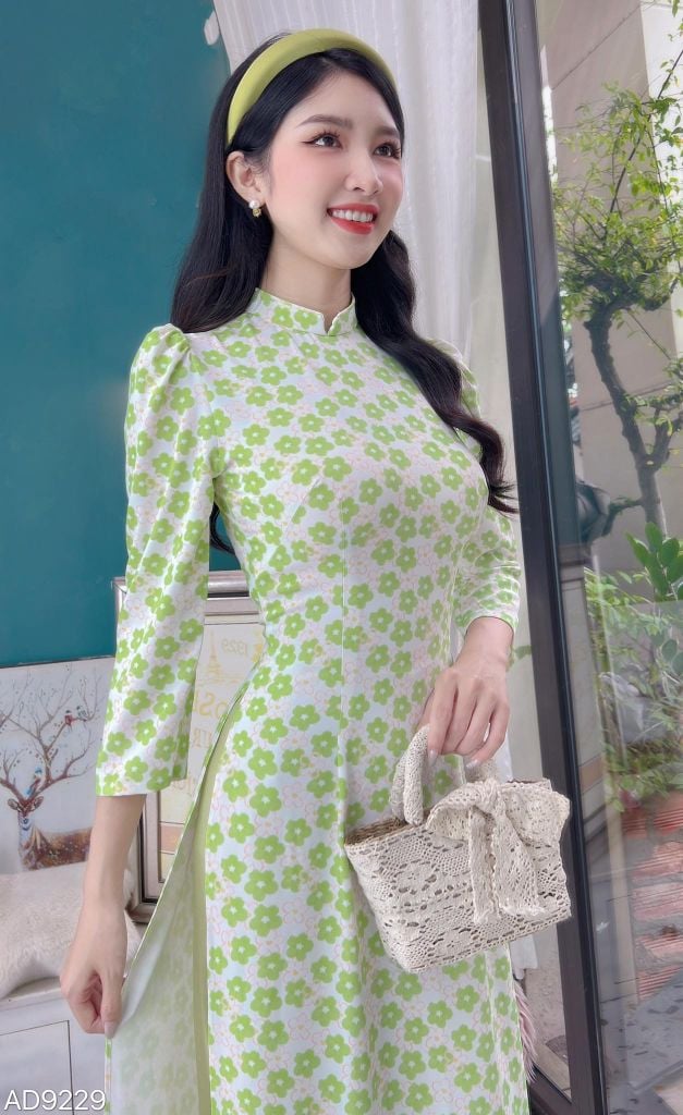 Áo Dài Thạch Anh TT Tay Bồng AD9229 (áo lẻ)