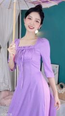 Áo Dài Cổ Vuông Bèo Nhún AD9001.8078 (áo lẻ)