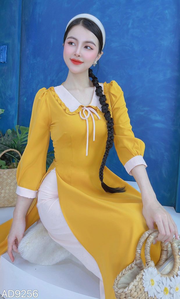 Áo Dài Cổ Lá Nơ Nhỏ AD9256 (áo lẻ)