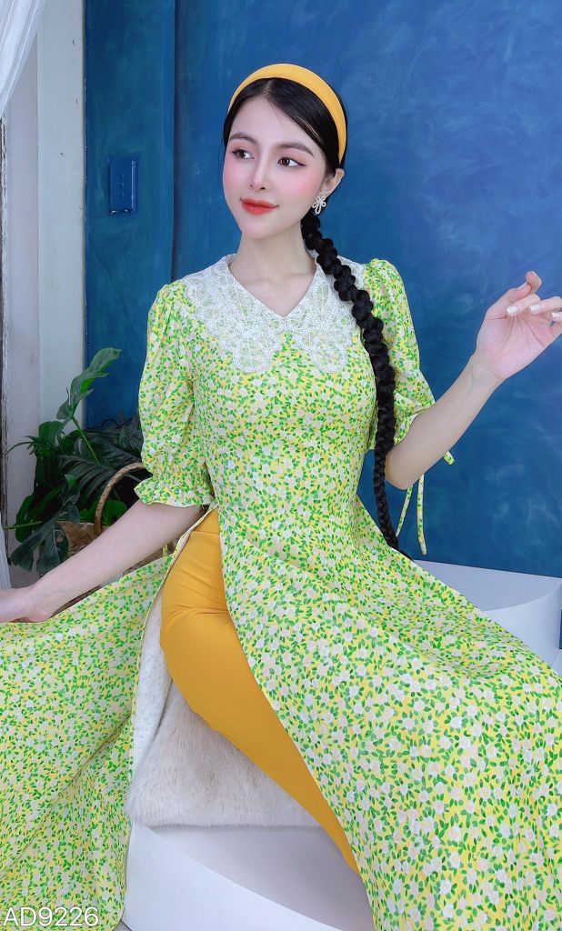 Áo Dài Cổ Ren Chiếc Lá AD9226 (áo lẻ)