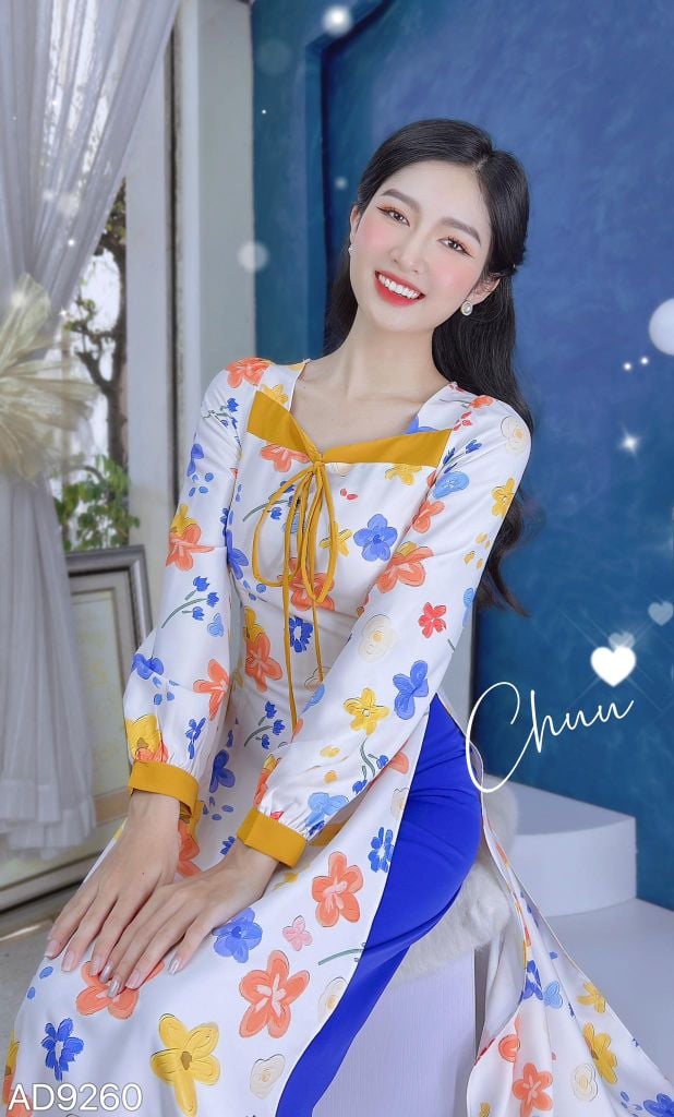 Áo Dài Cổ Lượn Cánh Én AD9002.9260 (áo lẻ)