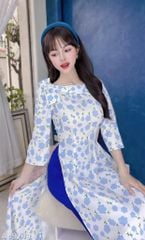 Áo Dài Hoa Nơ Vai Tay Xẻ AD9264 (áo lẻ)